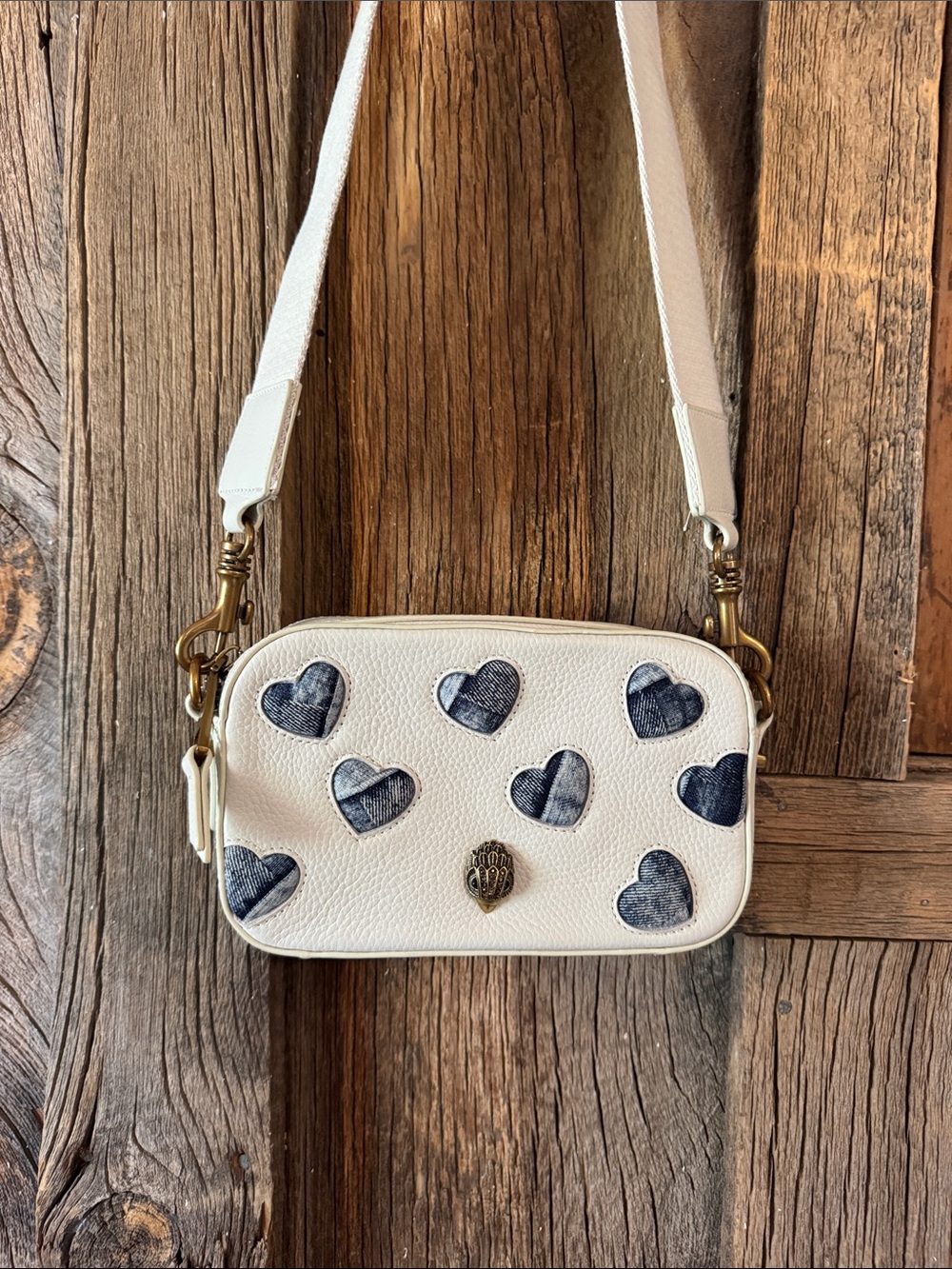 Kurt Geiger London Kensington Small Love Denim Heart Crossbody